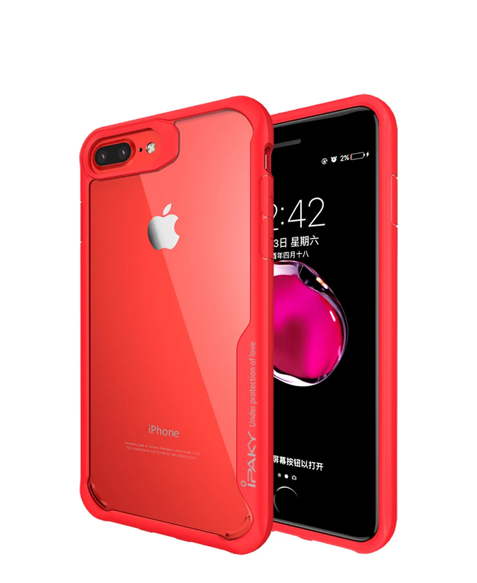 

Glossy Hard Transparent PC Backcover and Soft TPU Bumper Silicone Case Protector Back Cover Phone Funda for iPhone 6 7 8 Plus