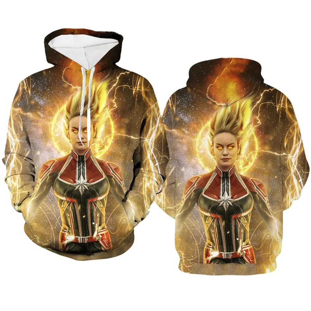 AudWhale Captain Maevel Hoodies For Men Anime Captain Marval Men's Hoodies Printed Full Sleeve Avengers Endgame Hoodie