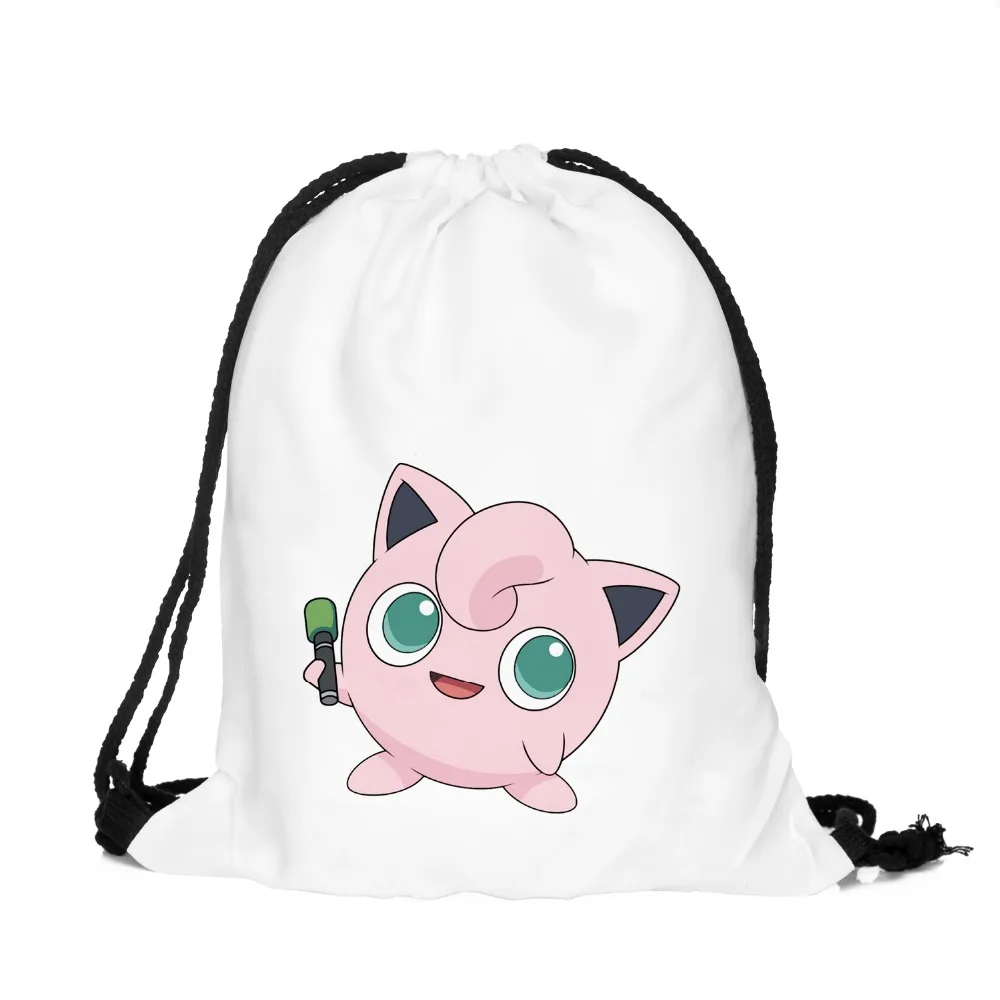 Jigglypuff Drawstring Bags and backpack pokemon Japanese Harajuku Retro