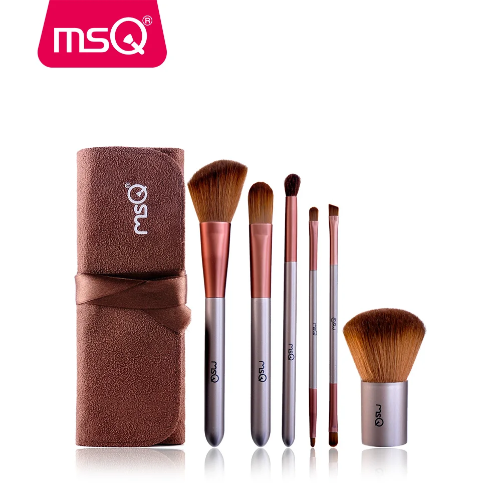 

MSQ Best Seller 6pcs Soft Synthetic Hair Travel Size Wooden Brush Set Cosmetic