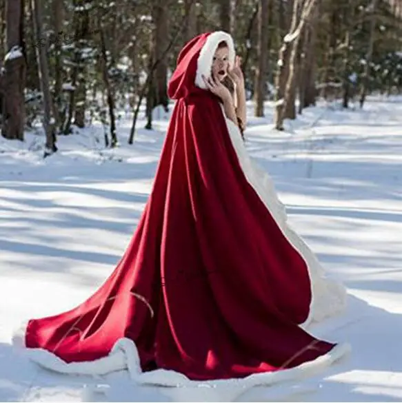 Красные меховые свадебные куртки Зимние Свадебные накидки накидка Кепка Болеро сохраняет тепло chaqueta капюшон Свадебные аксессуары coprispalle cap a