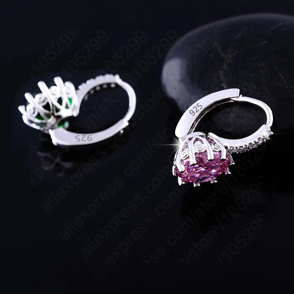 Женские серьги кольца из серебра 925 пробы с кристаллами в форме сердца|earrings