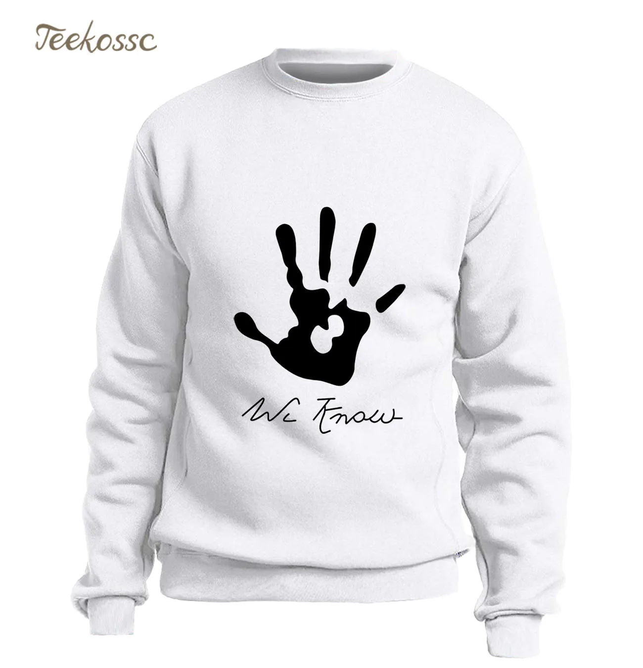 

New Skyrim Dark Brotherhood We Know Hand Hoodie Men Print Sweatshirt Crewneck Sweatshirts Winter Autumn Fleece Warm Streetwear