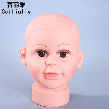 

1 Pcs Child Baby Boy Girl Head Model Circumference 41cm 48cm Show Cap Hat Glasses Scarf Wig Hair Head Mannequin Window Display