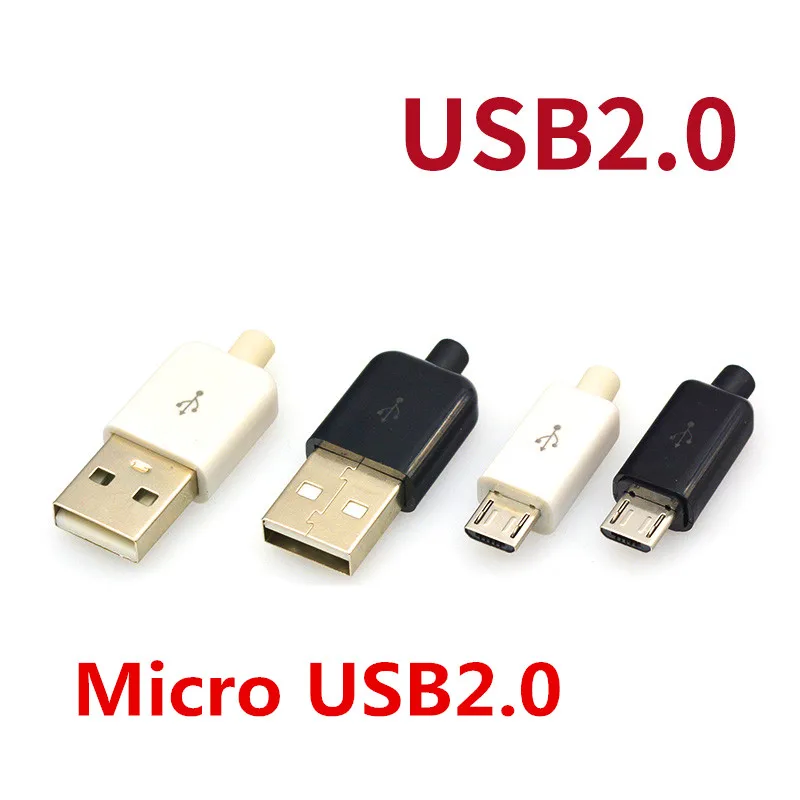 10 шт. USB и Micro разъем Набор 5P 5pin 2 0 типа А DIY компоненты белый/черный пластиковый