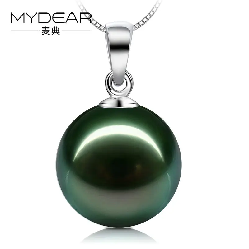 

MYDEAR Pearl Jewelry Popular Real 9-10mm Tahitian Pearl Pendant Chain S925 Silver Necklace Simple One Pearl With High Luster