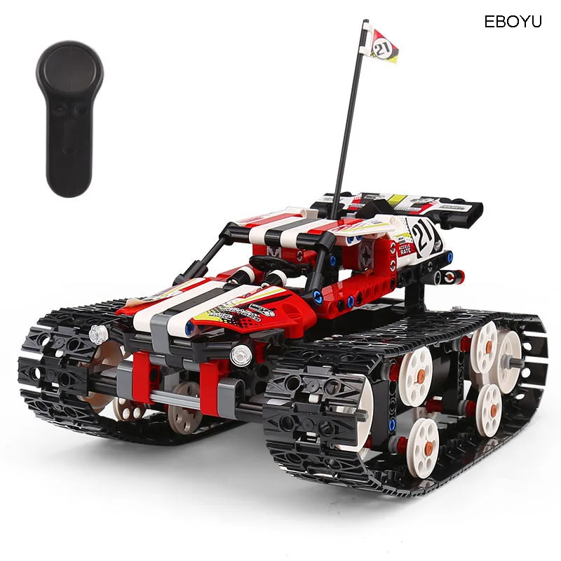 EBOYU(TM) 410 шт. 2.4Gh блок Танк 2CH DIY строительные блоки гоночный танк 13023/24 RC обучающая радиоуправляемая игрушка