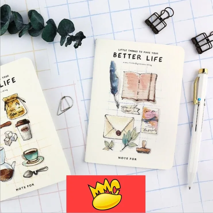 Мини-блокнот-журнал "Better Life", упаковка из 4 милых бумажных планировщиков с подкладкой, карман для школы, дорожный блокнот, памятка, подарок