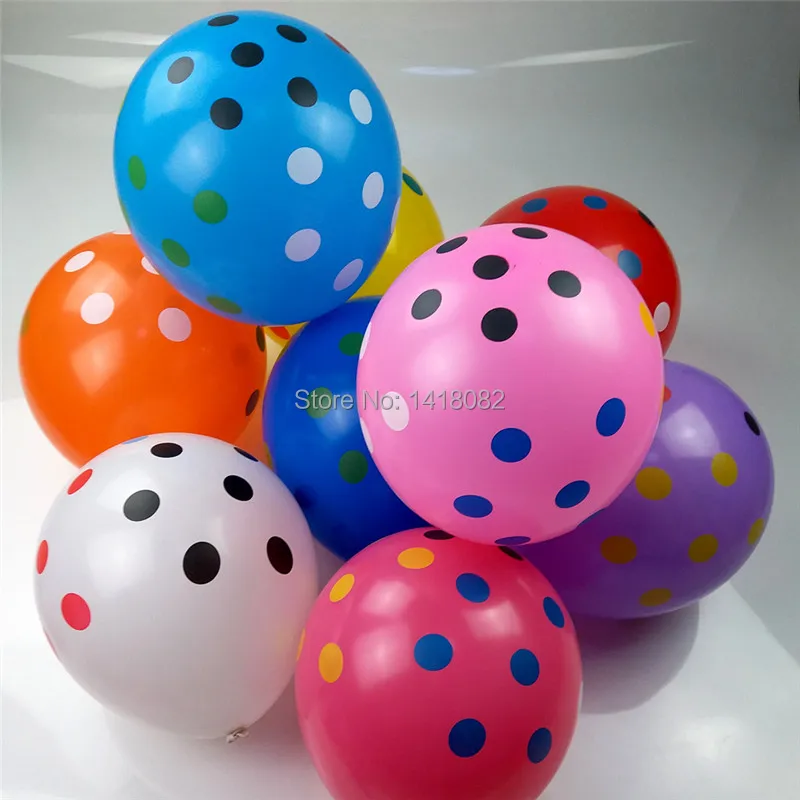 

New Color wave point balloon 12'' 50pcs/lot round Color point latex balloon thicken full printed Decorative Christmas balloon