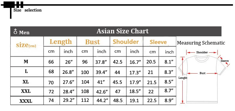 Asian Large Size Chart