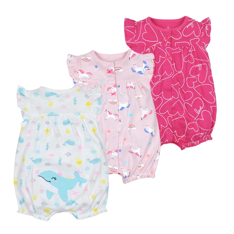 الحلو طفلة رومبير الصيف الاطفال الملابس الوليد منامة الأزياء يونيكورن Orangemom طفل Roupas الملابس الرضع حللا