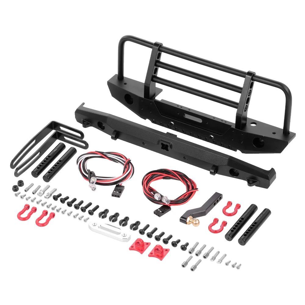 

Front and Rear Metal Bumpers with 4LED Lights Trailer Tail Hook for 1/10 TRAXXAS SCX10 AXIAL RC Car DIY Parts