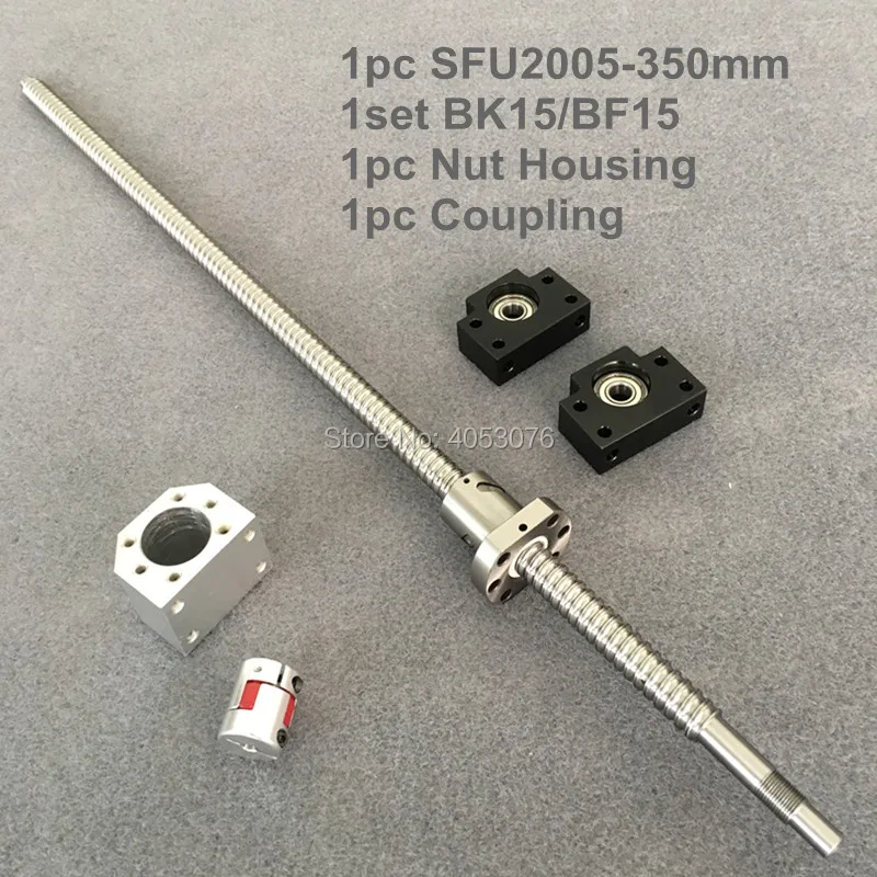 Ballscrew set SFU2005 350mm ballscrew with end machined+ 2005 Ballnut + BK/BF15 End support +Nut Housing+Coupling for cnc parts цена Ballscrew set SFU2005 350mm ballscrew with end machined+ 2005 Ballnut + BK/BF15 End support +Nut Housing+Coupling for cnc parts цены онлайн