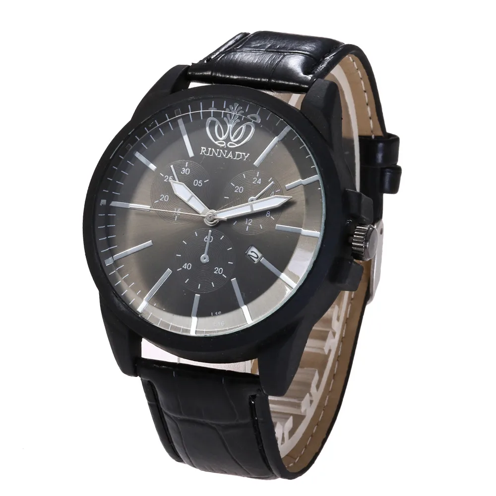

2018 hot selling men's watch simple irregular stripe scale three-eye belt Quartz Round Wrist watch montre homme de luxe A70