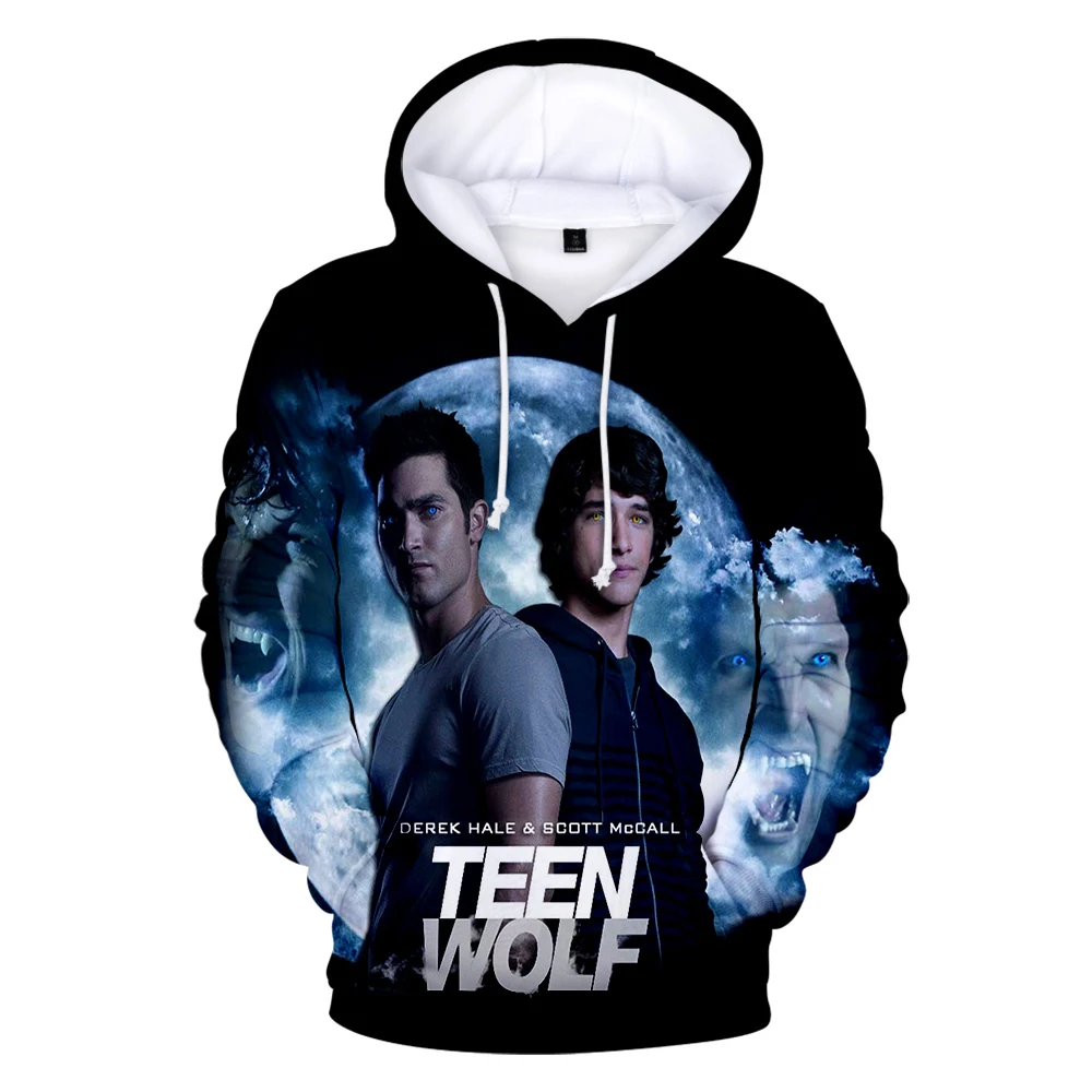 Fashion Teen Wolf Hoodies Derekhale 3D Print Sweatshirts Teen Wolf Men/Women Black Unisex Tops 4XL