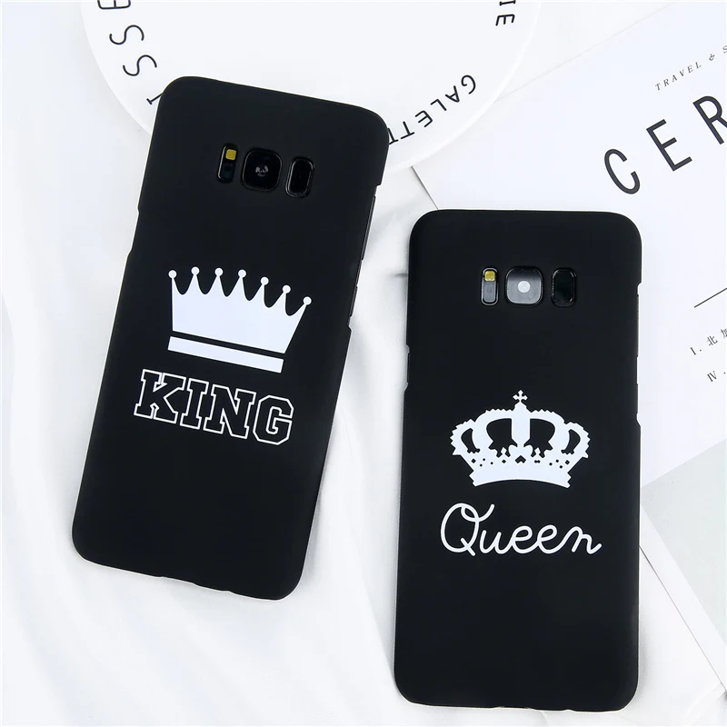

Moskado Cartoon Crown For Samsung Galaxy S7 Edge S8 Plus Note 8 Phone Case Cute Cartoon Letter KING Queen Hard PC Couple Shell