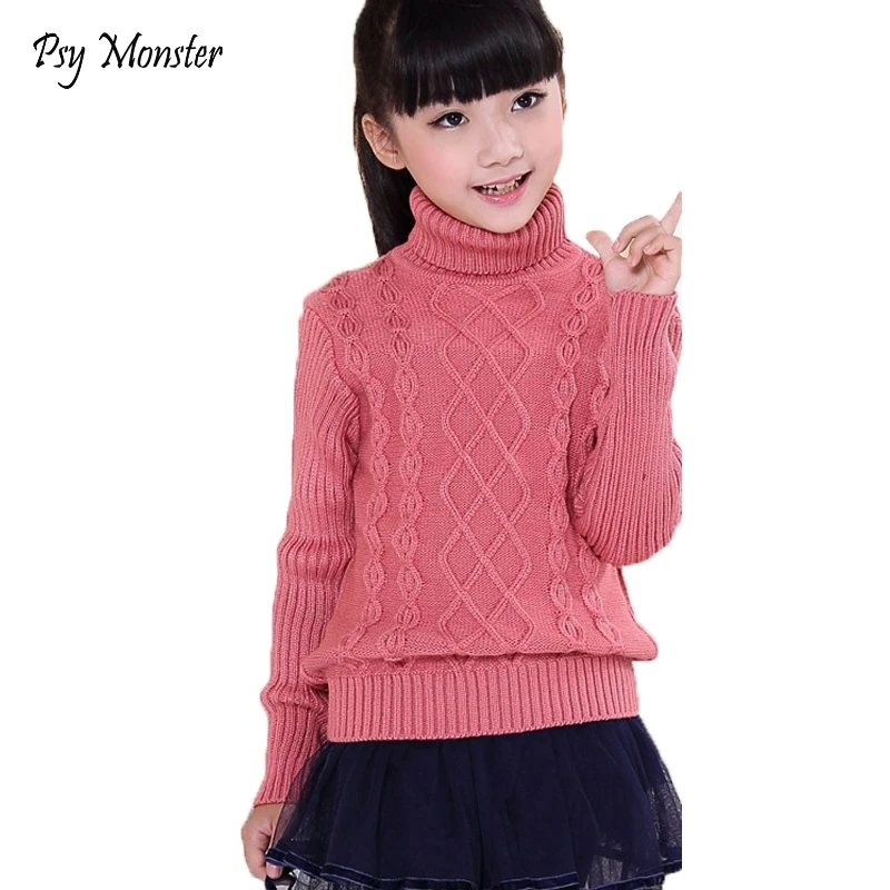 

Sweater For School Boys Girls Christmas Winter Sweaters Children Kids Knitted Pullover Warm Outerwear Turtleneck Sweater W19