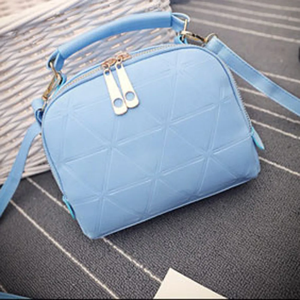 Женская модная сумка-мессенджер с двойной молнией, сумка на плечо, простая однотонная женская сумка из искусственной кожи, сумка-мессенджер@ py - Цвет: Blue