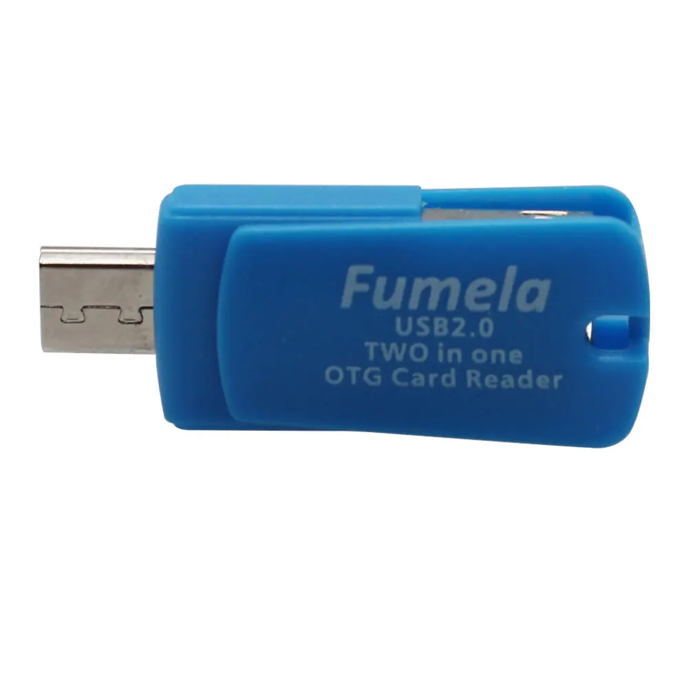 2 в 1 USB 2,0 и TF/Micro Female к Micro USB Мужской OTG кардридер адаптер синий