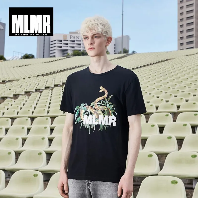 

MLMR Men's 100% Cotton Contrasting Print Short-sleeved T-shirt 219101540