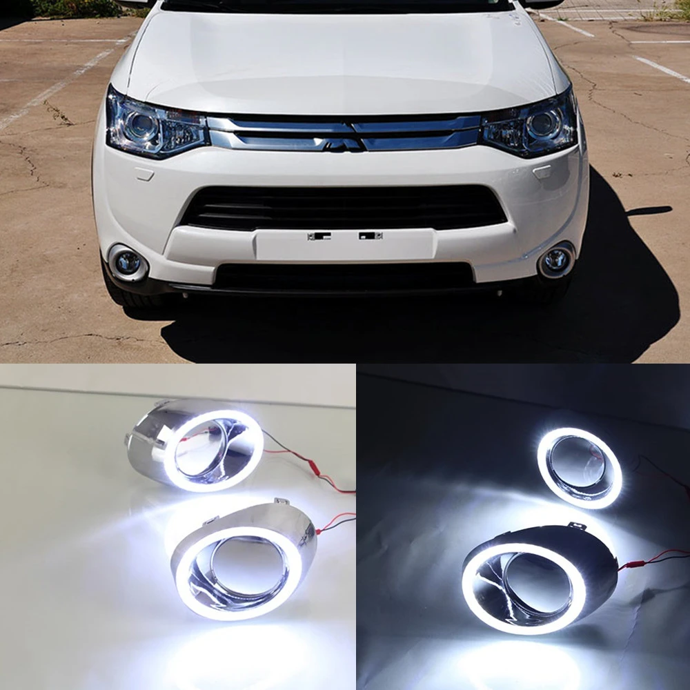 

CSCSNL 1 set For Mitsubishi Outlander 2013 2014 2015 LED DRL Daytime driving Running Lights Daylight 12v ABS fog lamp cover