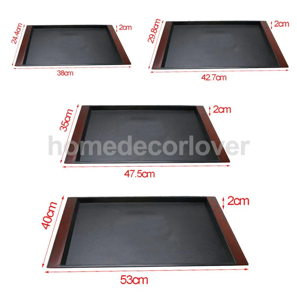 Tanie Prostokątna taca do serwowania duża czarna antypoślizgowa taca gastronomiczna taca Butler śniadanie kawa taca na napoje