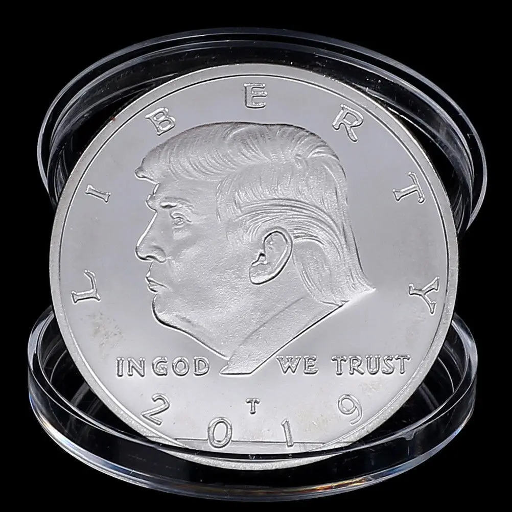 Лидер продаж-президент Дональд Трамп Посеребренная памятная монета с орлом