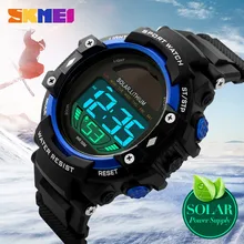 Спорт Водонепроницаемый 50 М LED кварц SKMEI часы мужские кожаный ремешок Мода Watch пряжкой Солнечной цифровой многофункциональный круглый