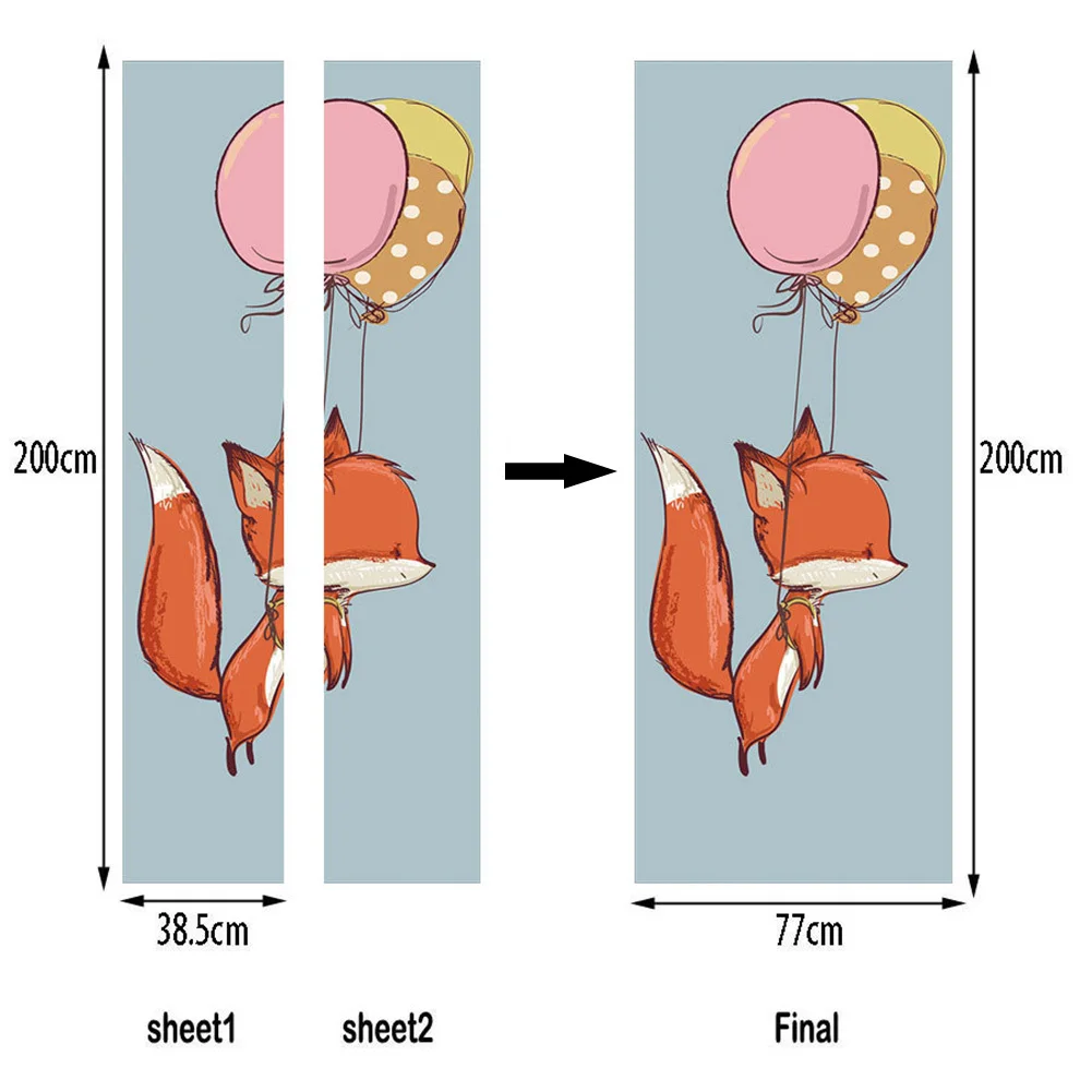 2 шт./компл. Красочные воздушные шары Nordic украшение для детской комнаты, 3D двери наклейки дверная ручка плакат Съемный Фреска плакат двери обои