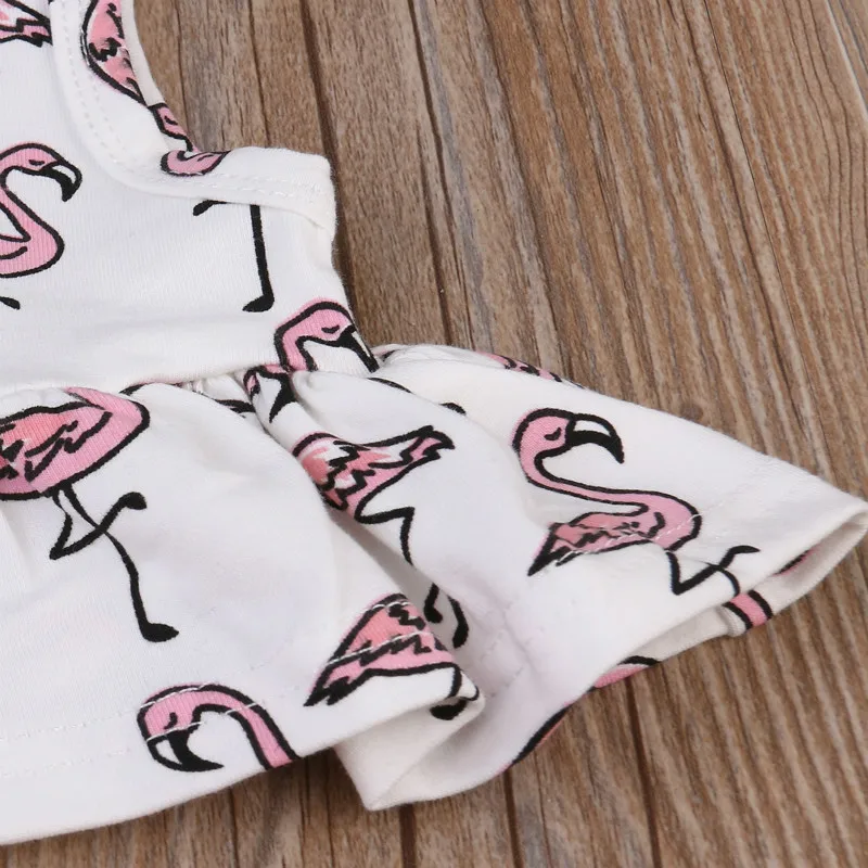 Neugeborenen Kleinkind Baby Mädchen Nette Cartoon Flamingo Ärmellose Tops Kleid + Kurze Hosen Sommer Kleidung