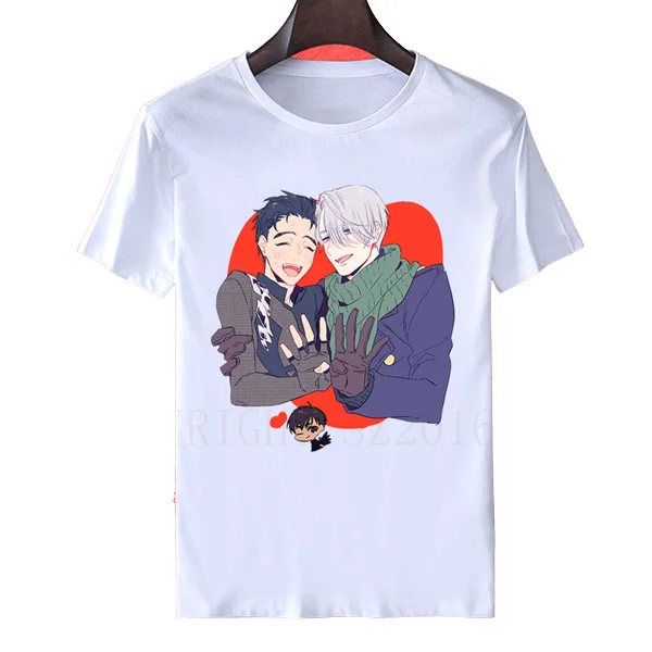 

YURI!!! on ICE New Anime T shirt Cosplay Victor Nikiforov Yuri Plisetsky Short Synthetic t shirts fashion 2019 summer white tops