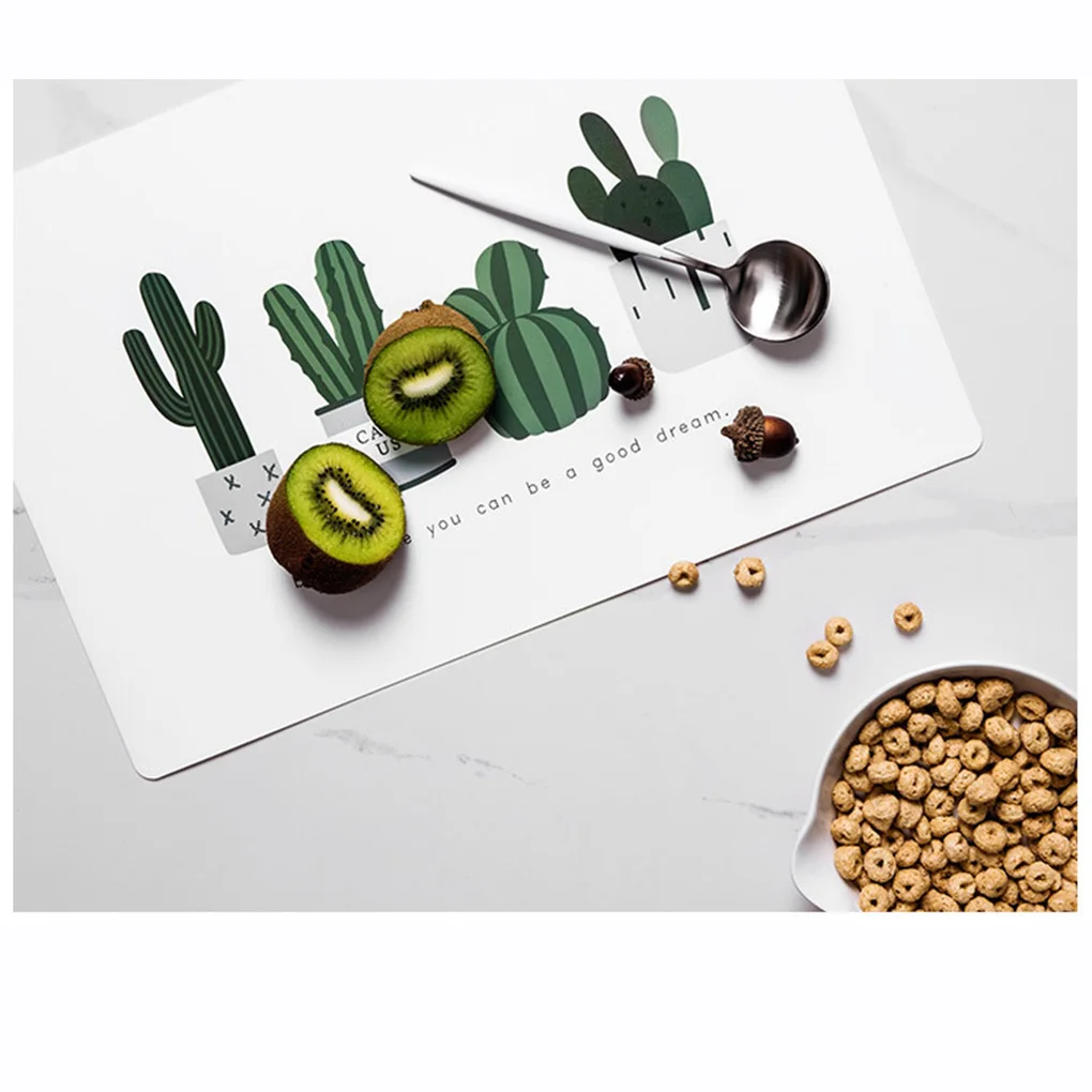 

Marble Stripe Cactus Coffee Cup Placemat Rectangle Table Mat Drink Coaster Kitchen Tableware