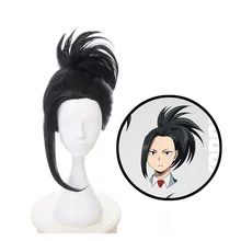 O meu Herói Academia Boku no Hiro Akademia Yaoyorozu Momo Preto Peruca Cosplay + Peruca Cap Anime cosplay Halloween Cosplay
