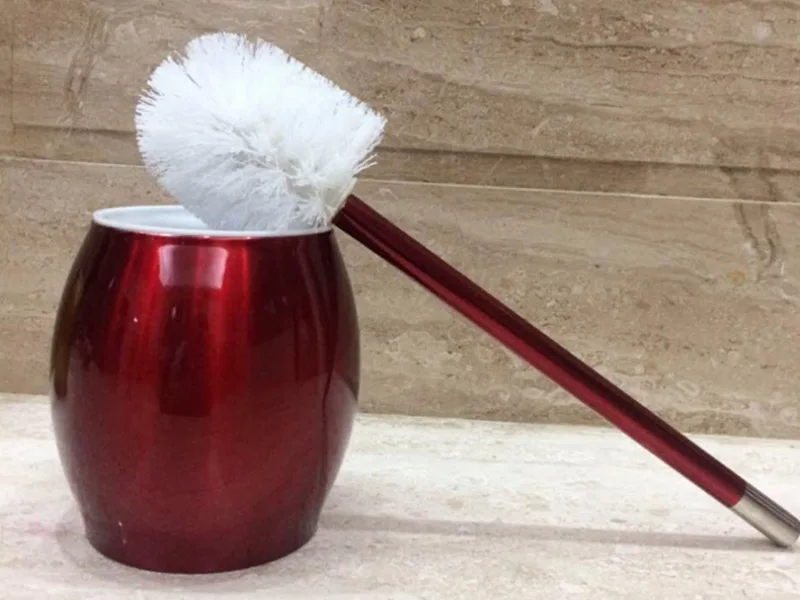 main red colorful toilet brush holder