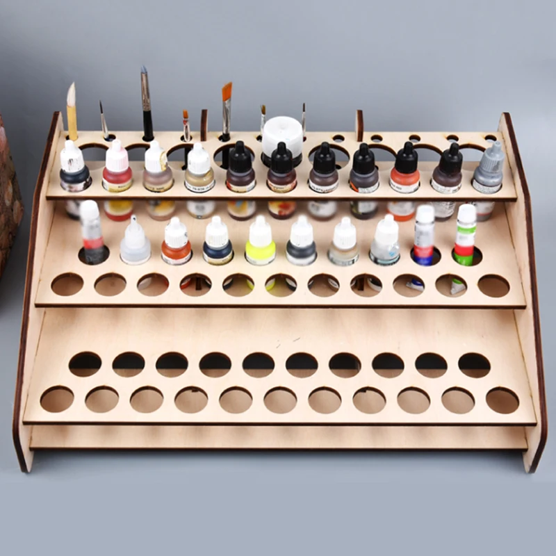 

Paint Storage Rack Modular Organizer Bottle Holder With 81/74 Holes Dye Pigments Kit Wood Storage Box