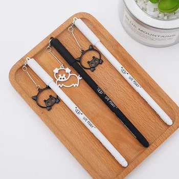 

40 Pcs Gel Pen Creative Cartoon Cute Pig Metal Pendant Neutral Pen Black Student Stationery Wholesale Custom Factory stationery