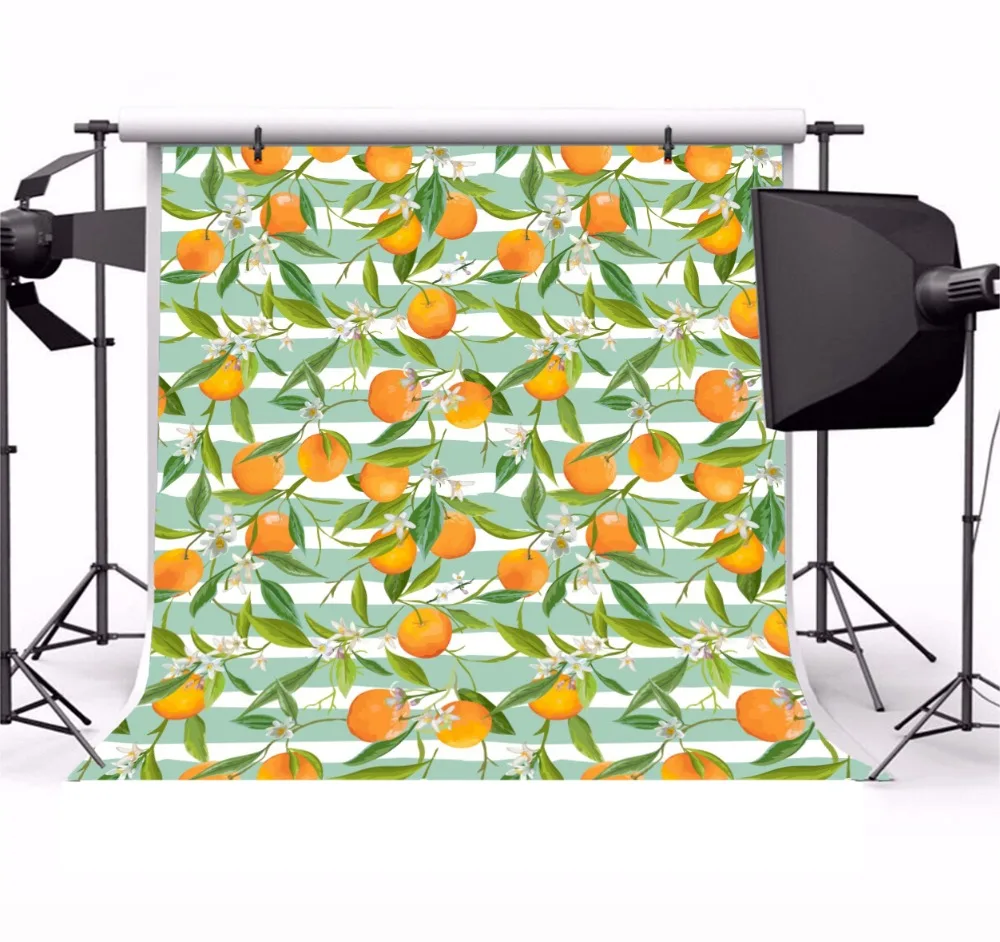 Laeacco Cartoon Stripes Oranges Lemon Pomegranate Baby Photography Background Customized Photographic Backdrops For Photo Studio