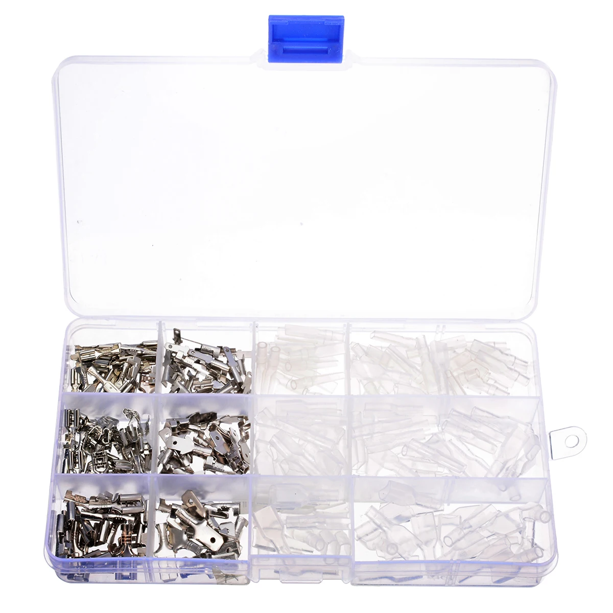 270pcs 2.8mm 4.8mm 6.3mm Male / Female Crimp Spade Terminals With Transparent Insulating Sleeves