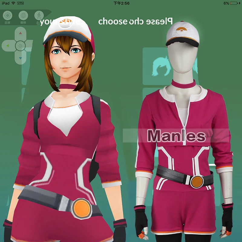 Pokemon GO Pokemon Pocket Monster Trainer Female Red Cosplay Costume with Hat Adult Women Halloween Cosplay Costume Game Cos