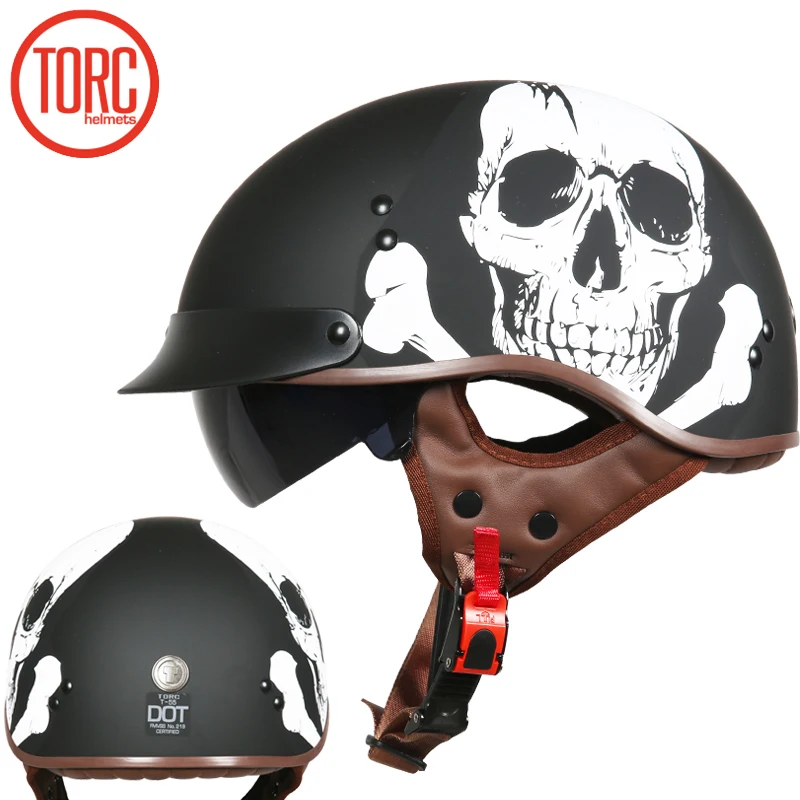 TORC T55 винтажные moto rcycle шлем Ретро Скутер половина шлем с Встроенная линза козырек casco moto руля мотошлем para в горошек - Цвет: a10