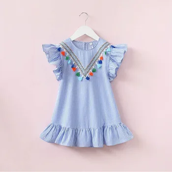 

New Kids Baby Girls Dress Tassel Ruffles Sundress Party Casual Short Sleeve Princess Dresses Clothes