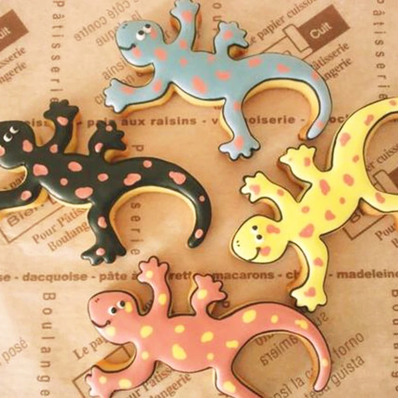 KENIAO Gecko Cookie Cutter For Kids Birthday Party Biscuit / Fondant / Pastry Bread Cutter-15.5 x 9.3 cm-Stainless Steel