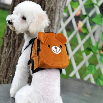 

Cute Pet Backpack Harness Travel Outdoor Hiking Adjustable Leash Saddlebag for Small Dogs