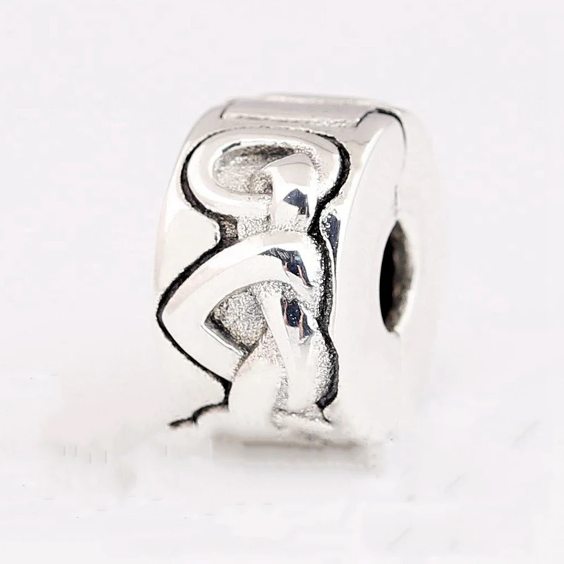 

2019 New 925 Sterling Silver Knotted Hearts Safety Stopper Clip Lock Beads Fit for Original new Women's Bracelet DIY Jewelry