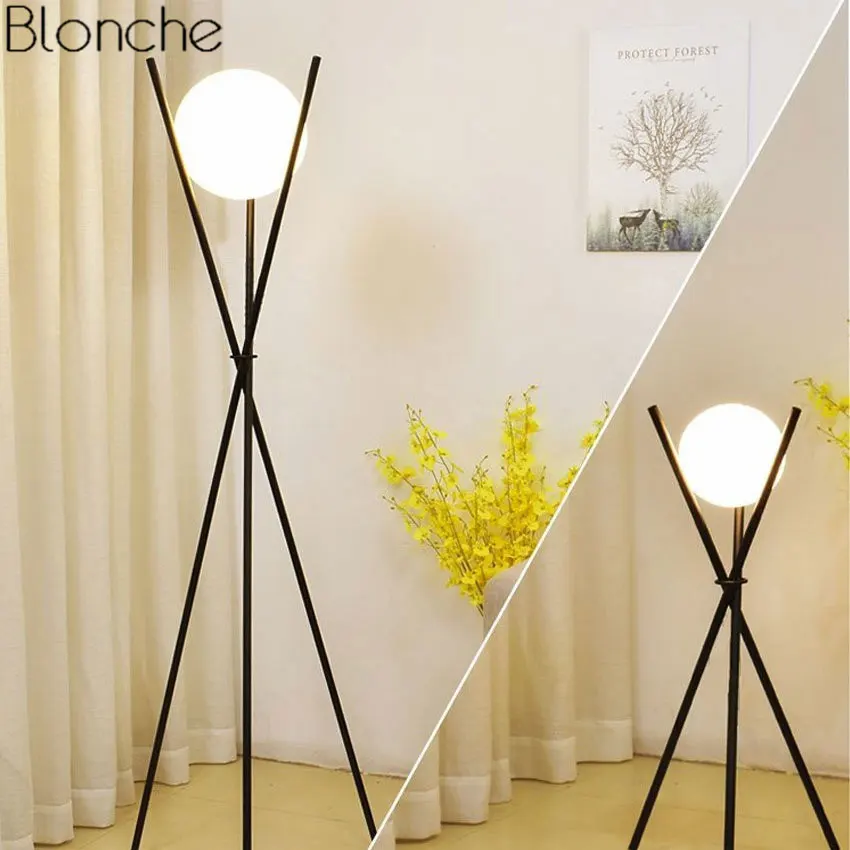 Bola de Vidro Luzes para Sala Moderno Ouro Lâmpada Chão Tripé Lâmpadas pé Metal Suporte Estar Quarto Luminárias Decoração 5 sala estar quarto luminárias decoração