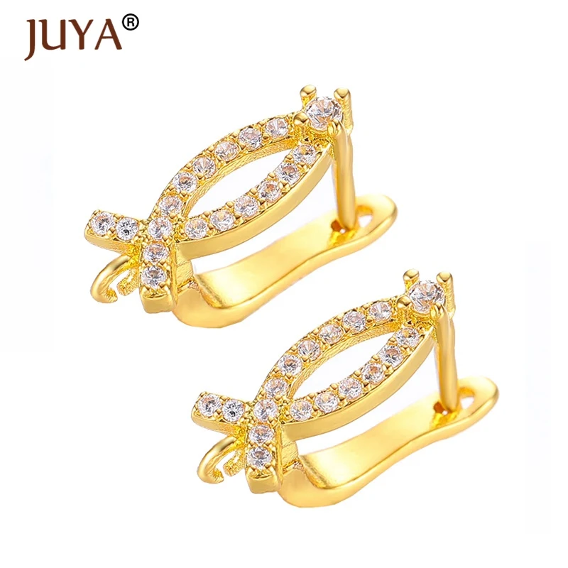 

10 pcs Fashion Shiny AAA CZ Earring Hooks For Jewelry Making Fish Shape Leverback Earwire Clasps DIY Earrings Accessories Part