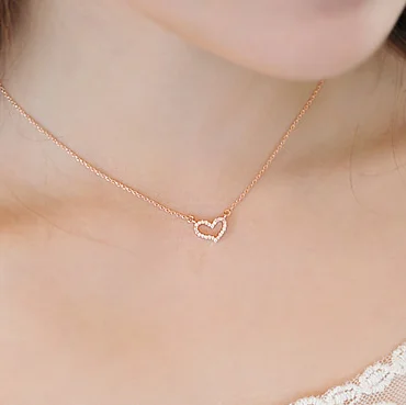Exquisite Romantic Necklace Love Rose Gold Diamond Shaped Short Chain Design Girls Heart Necklace Necklace Aliexpress