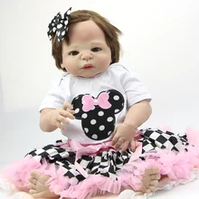 Full Silicone Vinyl Reborn Baby Doll 23 Inch Handmade Lifelike Baby Doll Girl Look Real Princess Girls Kids Birthday Xmas Gift