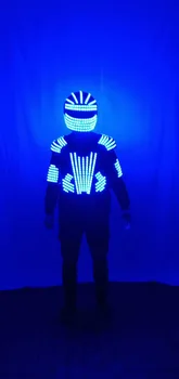 شراء LED خوذة قاعة الرقص Led ازياء الرجال روبوت الرقص الملابس Led دعوى Led قناع حفلة عرض المرحلة Dj المغني ترتدي الإضاءة