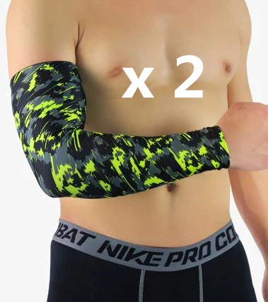 Компрессионная манжета на руку баскетбола MTB фиксатор для руки налокотники для велосипедистов Чехлы спортивные поддерживает митенки для налокотники Защита от УФ-лучей - Цвет: 1 pair Green